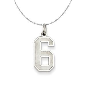 Sterling Silver, Jersey Collection, Medium Number 6 Necklace - 24 Inch